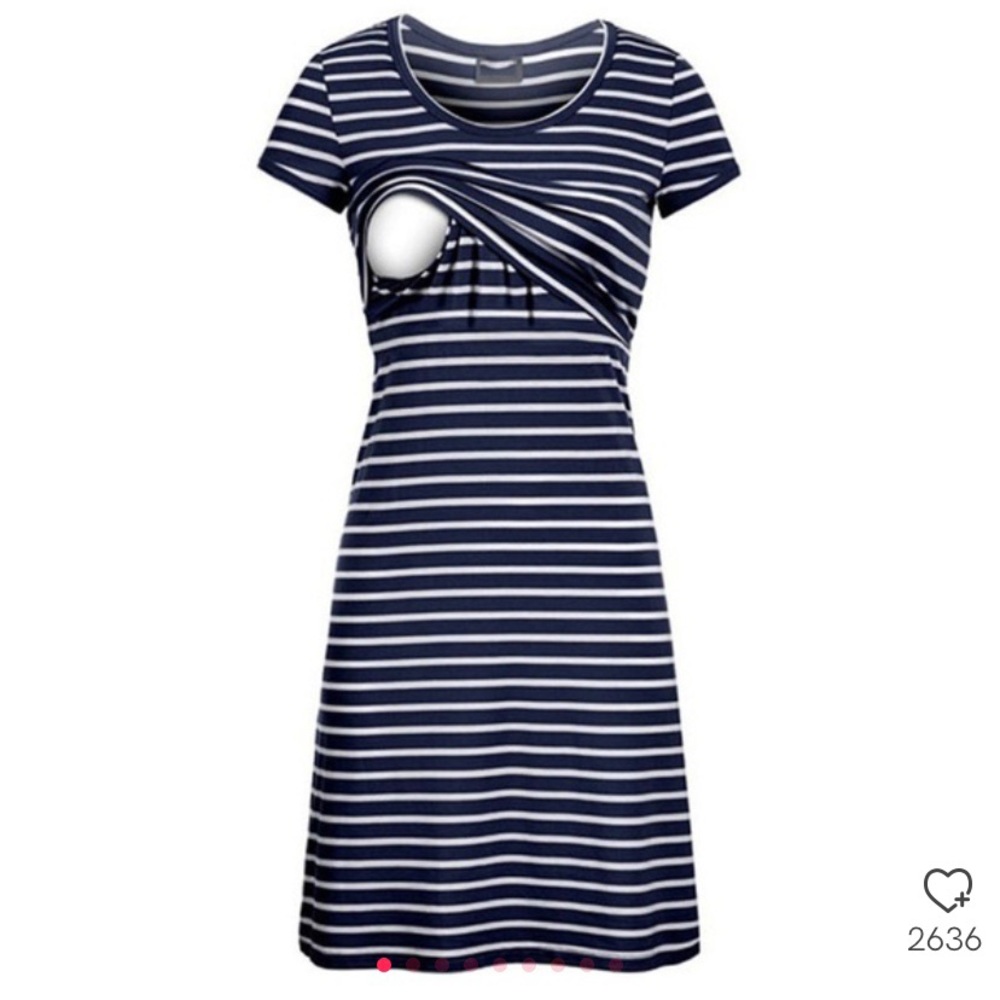 Pat pat nursing dress navy and blue stripes